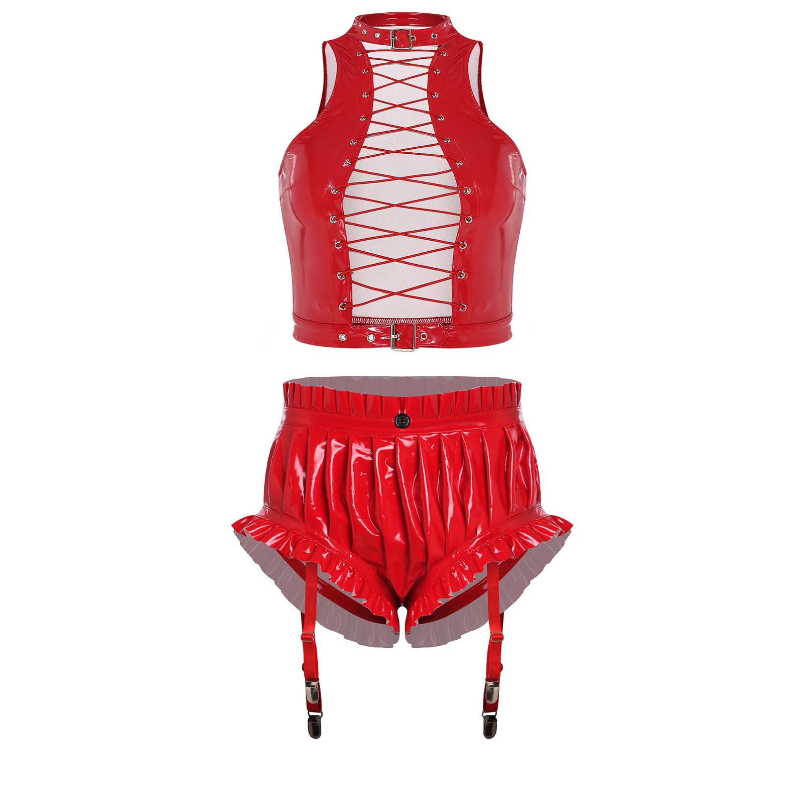 Womens Wet Look PU Leather Clu - Shorts ulasan dan harga