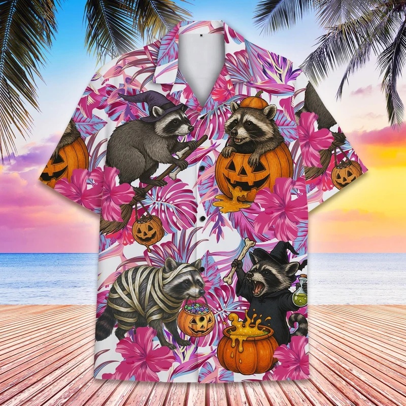 Men's Summer Hawaiian Raccoon  - Vintage Hawaiian Floral Shirt ulasan dan harga