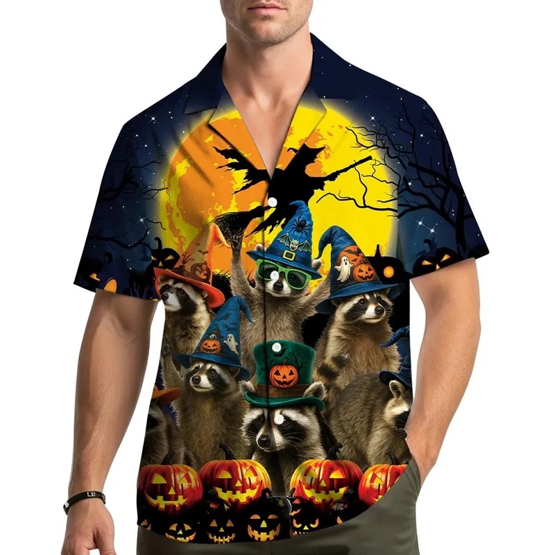 Men's Summer Hawaiian Raccoon  - Vintage Hawaiian Floral Shirt ulasan dan harga